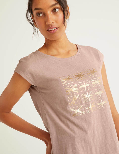 Robyn Jersey Tee - Milkshake, Gold Metallic Flags Robyn Jersey Tee - Milkshake, Gold Metallic Flags
