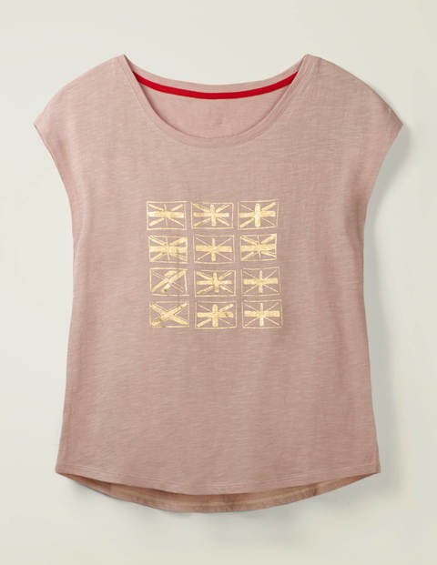 Robyn Jersey Tee - Milkshake, Gold Metallic Flags Robyn Jersey Tee - Milkshake, Gold Metallic Flags