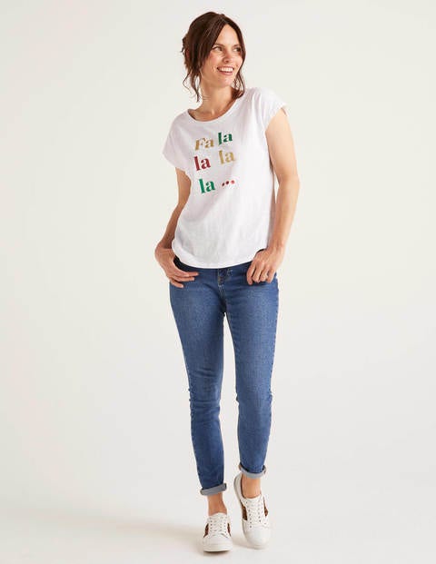 Robyn Jersey Tee - White, Fa La La Robyn Jersey Tee - White, Fa La La