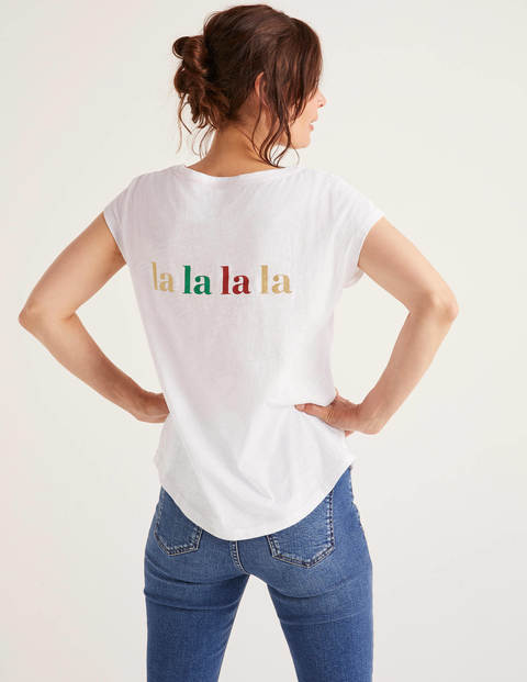 Robyn Jersey Tee - White, Fa La La Robyn Jersey Tee - White, Fa La La