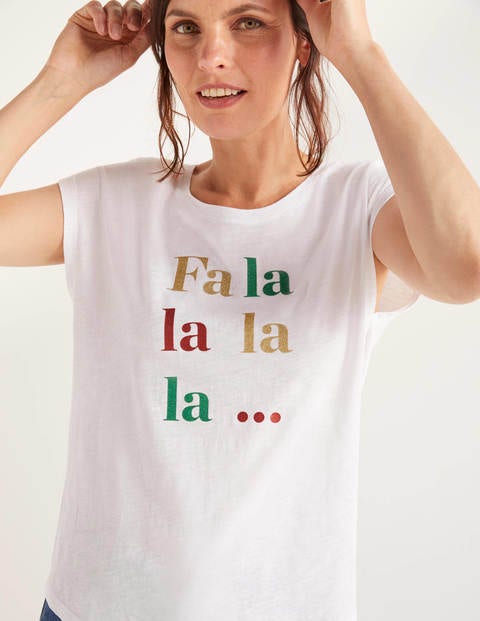 Robyn Jersey Tee - White, Fa La La Robyn Jersey Tee - White, Fa La La