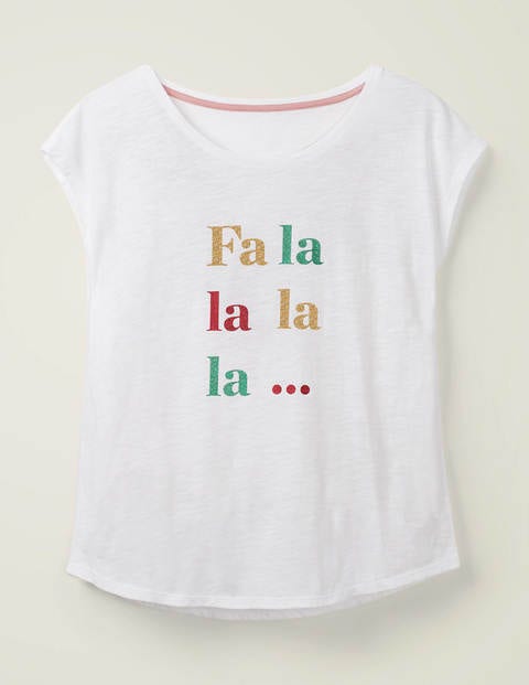 Robyn Jersey Tee - White, Fa La La Robyn Jersey Tee - White, Fa La La