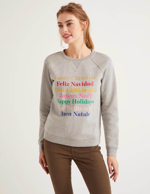 The Sweatshirt - Grey Marl, Happy Christmas The Sweatshirt - Grey Marl, Happy Christmas