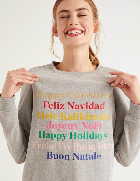 The Sweatshirt - Grey Marl, Happy Christmas The Sweatshirt - Grey Marl, Happy Christmas
