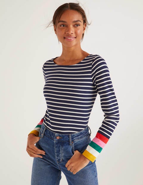 Long Sleeve Breton - Navy Multi Cuff