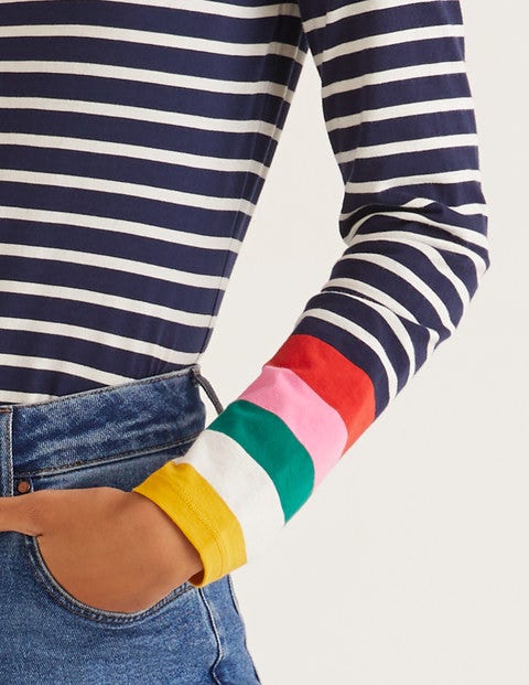 Long Sleeve Breton - Navy Multi Cuff Long Sleeve Breton - Navy Multi Cuff