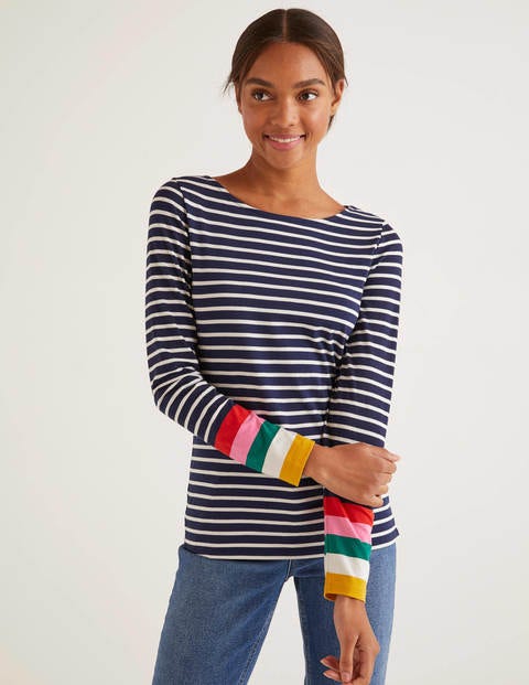 Long Sleeve Breton - Navy Multi Cuff Long Sleeve Breton - Navy Multi Cuff