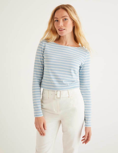 Langärmliges Bretonshirt - Fischreiherblau/Naturweiß Langärmliges Bretonshirt - Fischreiherblau/Naturweiß