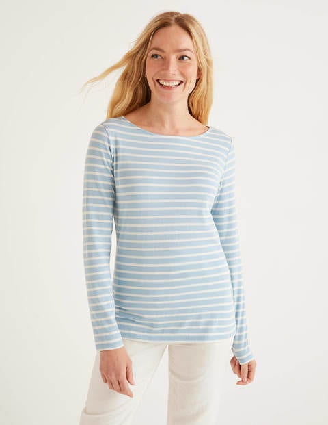 Langärmliges Bretonshirt - Fischreiherblau/Naturweiß Langärmliges Bretonshirt - Fischreiherblau/Naturweiß