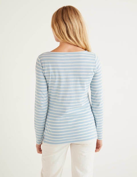 Langärmliges Bretonshirt - Fischreiherblau/Naturweiß Langärmliges Bretonshirt - Fischreiherblau/Naturweiß