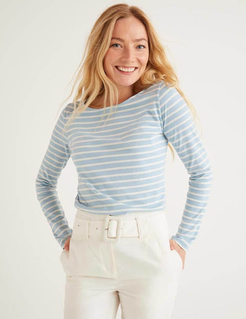 Langärmliges Bretonshirt - Fischreiherblau/Naturweiß Langärmliges Bretonshirt - Fischreiherblau/Naturweiß
