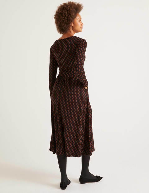 Robe midi Ferne en jersey - Feuille délicate noir Robe midi Ferne en jersey - Feuille délicate noir