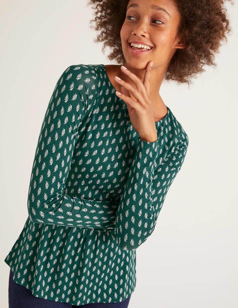 Lucille Jersey Top - Woodland Green, Dainty Leaf Lucille Jersey Top - Woodland Green, Dainty Leaf
