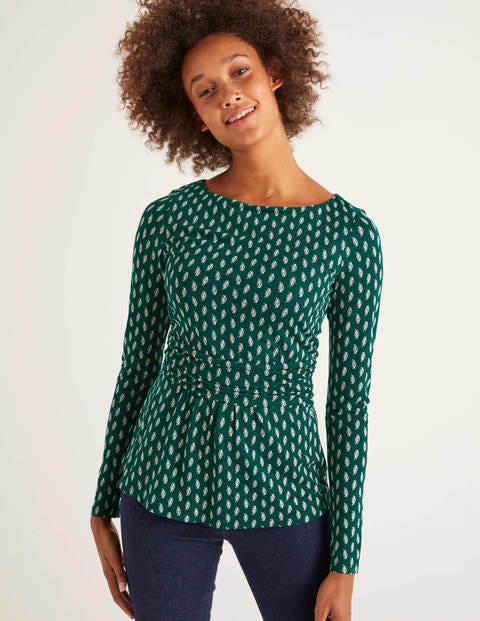 Lucille Jersey Top - Woodland Green, Dainty Leaf Lucille Jersey Top - Woodland Green, Dainty Leaf