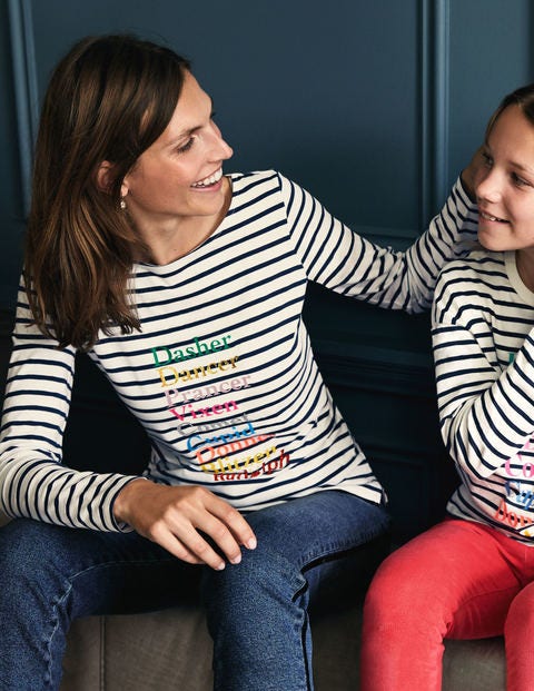Christmas Breton - Ivory/Navy Reindeer Names Christmas Breton - Ivory/Navy Reindeer Names