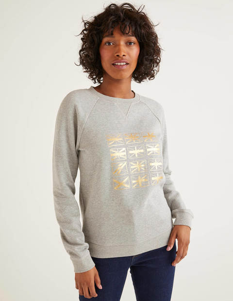 The Sweatshirt - Grey Marl, Gold Metallic Flags The Sweatshirt - Grey Marl, Gold Metallic Flags
