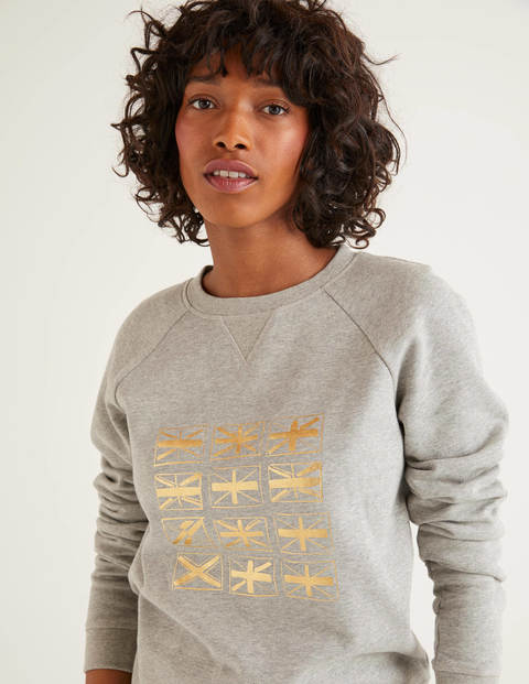 The Sweatshirt - Grey Marl, Gold Metallic Flags The Sweatshirt - Grey Marl, Gold Metallic Flags