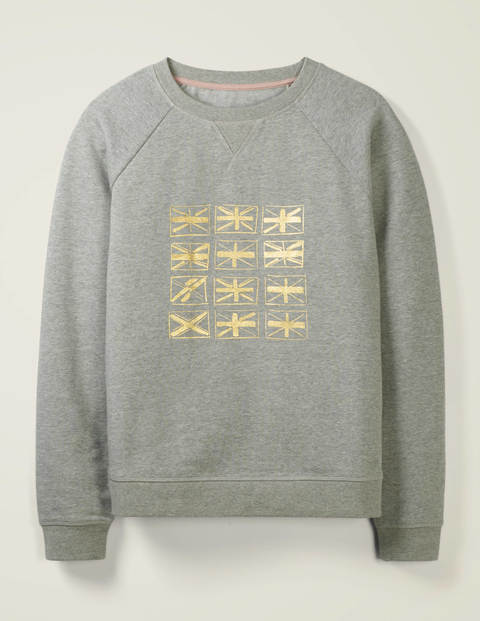 The Sweatshirt - Grey Marl, Gold Metallic Flags The Sweatshirt - Grey Marl, Gold Metallic Flags