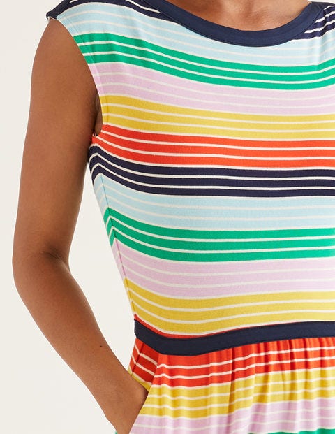 Eleanor Jerseykleid - Narzissengelb/Weidenröschen, Bunt Gestreift Eleanor Jerseykleid - Narzissengelb/Weidenröschen, Bunt Gestreift