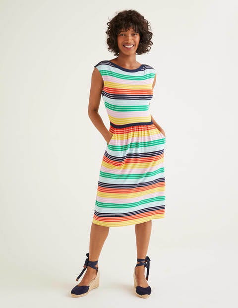 Eleanor Jersey Dress - Daffodil, Rosebay Multistripe Eleanor Jersey Dress - Daffodil, Rosebay Multistripe