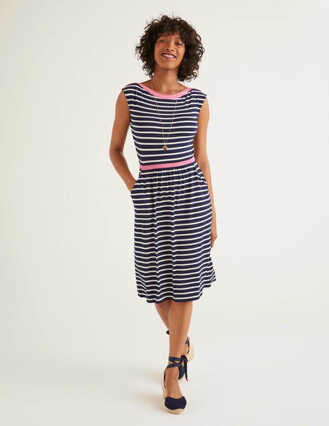 Eleanor Jersey Dress - Navy/Ivory Eleanor Jersey Dress - Navy/Ivory