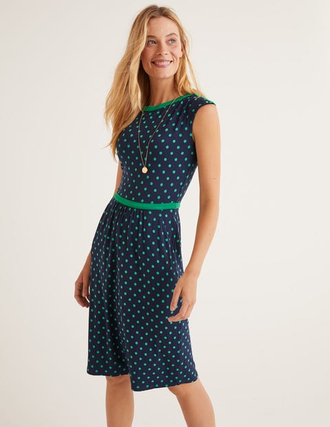 Eleanor Jersey Dress - Navy, Linear Brand Spot Eleanor Jersey Dress - Navy, Linear Brand Spot
