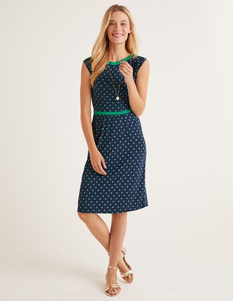 Eleanor Jersey Dress - Navy, Linear Brand Spot Eleanor Jersey Dress - Navy, Linear Brand Spot