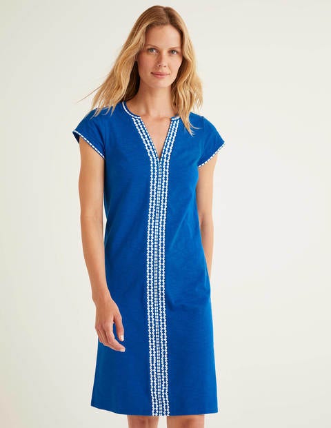 Peggy Embroidered Jersey Dress - Bold Blue Peggy Embroidered Jersey Dress - Bold Blue