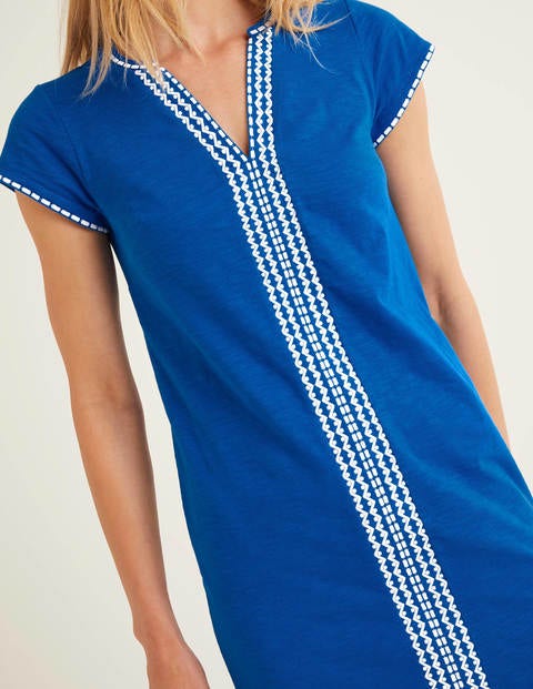Peggy Embroidered Jersey Dress - Bold Blue Peggy Embroidered Jersey Dress - Bold Blue
