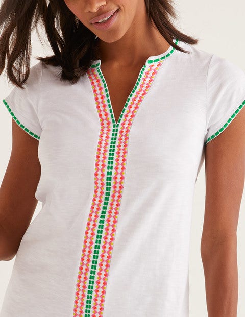 Peggy Embroidered Jersey Dress - White Peggy Embroidered Jersey Dress - White
