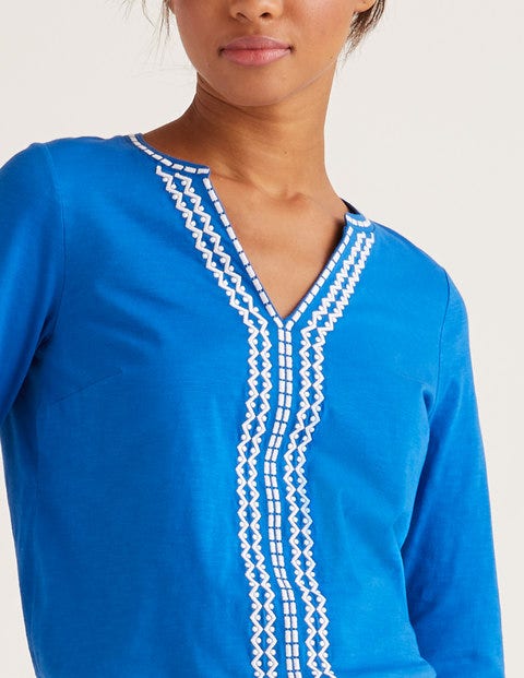 Peggy Embroidered Jersey Top - Bold Blue Peggy Embroidered Jersey Top - Bold Blue