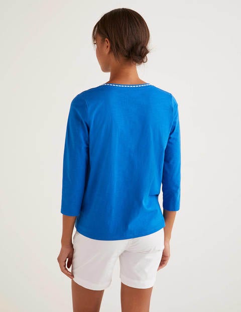 Peggy Embroidered Jersey Top - Bold Blue Peggy Embroidered Jersey Top - Bold Blue