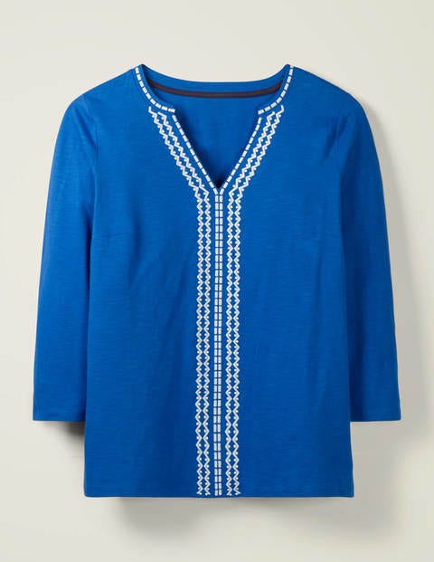 Peggy Embroidered Jersey Top - Bold Blue Peggy Embroidered Jersey Top - Bold Blue