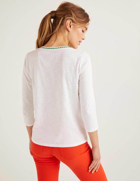 Peggy Embroidered Jersey Top - White Peggy Embroidered Jersey Top - White