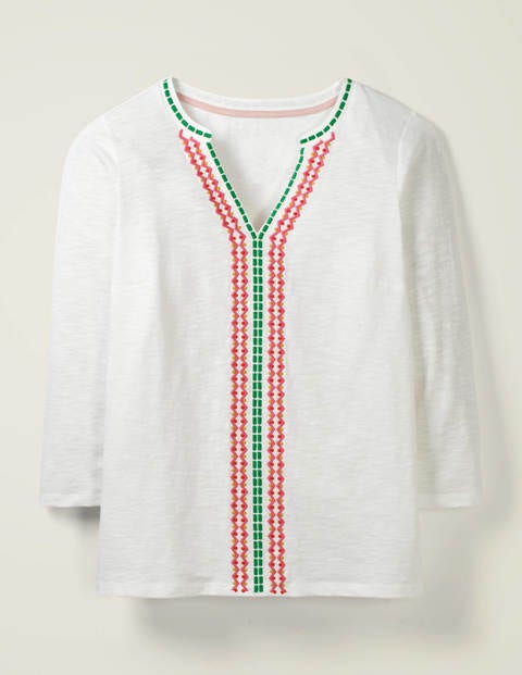 Peggy Embroidered Jersey Top - White Peggy Embroidered Jersey Top - White