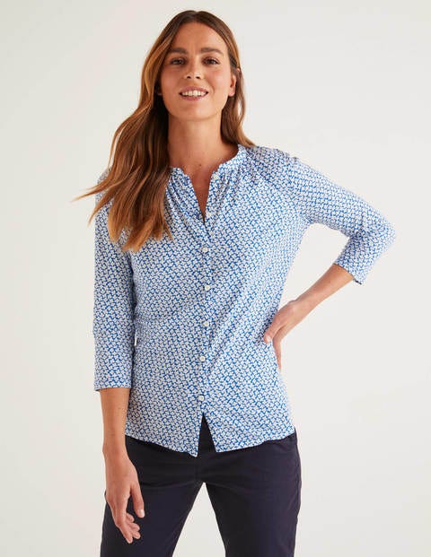 Bay Jersey Shirt - Ivory/Bold Blue, Daisy Bud Bay Jersey Shirt - Ivory/Bold Blue, Daisy Bud