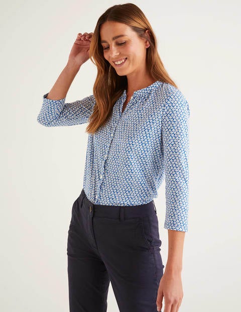 Bay Jersey Shirt - Ivory/Bold Blue, Daisy Bud Bay Jersey Shirt - Ivory/Bold Blue, Daisy Bud