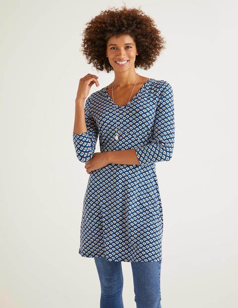Tori Jersey Tunic - Navy, Arc Scallop Tori Jersey Tunic - Navy, Arc Scallop