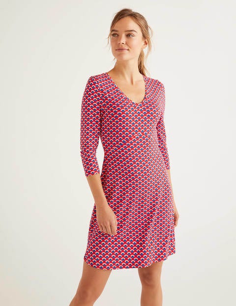 Tori Jersey Tunic - Post Box Red, Arc Scallop Tori Jersey Tunic - Post Box Red, Arc Scallop