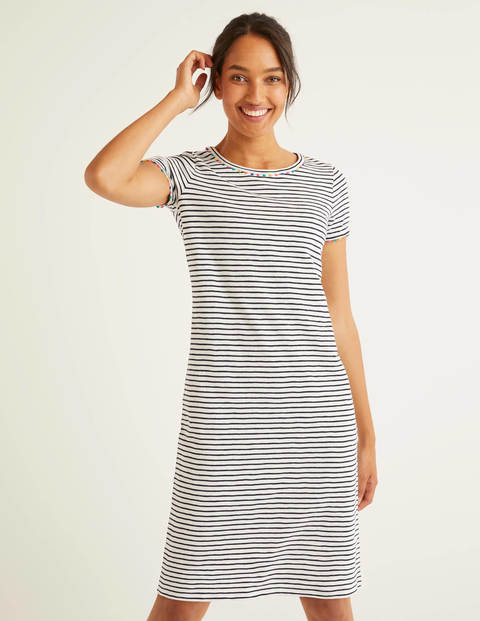 Charlie T-Shirt-Kleid Aus Jersey - Naturweiß/Navy Charlie T-Shirt-Kleid Aus Jersey - Naturweiß/Navy