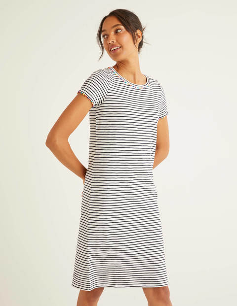 Charlie T-Shirt-Kleid Aus Jersey - Naturweiß/Navy Charlie T-Shirt-Kleid Aus Jersey - Naturweiß/Navy