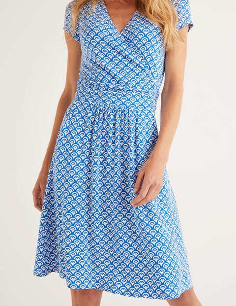 Lola Jersey Dress - Bold Blue, Arc Scallop Lola Jersey Dress - Bold Blue, Arc Scallop