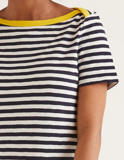 Georgia Jersey T-Shirt Dress - Ivory/ Navy Georgia Jersey T-Shirt Dress - Ivory/ Navy