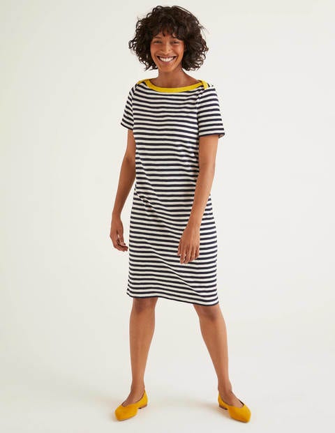 Robe T-shirt Georgia en jersey - Ivoire/bleu marine Robe T-shirt Georgia en jersey - Ivoire/bleu marine