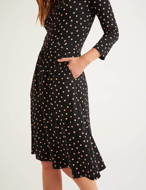 Mira Jerseykleid - Schwarz, Verstreute Boden-Tupfen Mira Jerseykleid - Schwarz, Verstreute Boden-Tupfen
