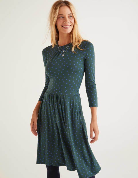 Mira Jerseykleid - Grün, Verstreute Boden-Tupfen Mira Jerseykleid - Grün, Verstreute Boden-Tupfen
