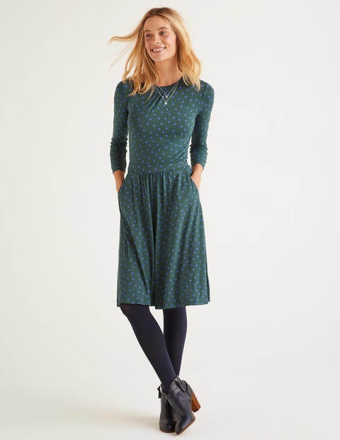 Mira Jerseykleid - Grün, Verstreute Boden-Tupfen Mira Jerseykleid - Grün, Verstreute Boden-Tupfen
