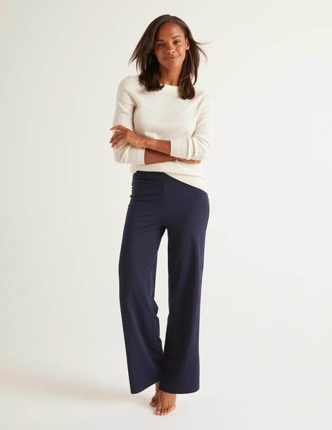 Wide Leg Jersey Trousers - Navy Wide Leg Jersey Trousers - Navy