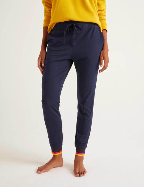 Striped Cuff Jersey Joggers - Navy Striped Cuff Jersey Joggers - Navy