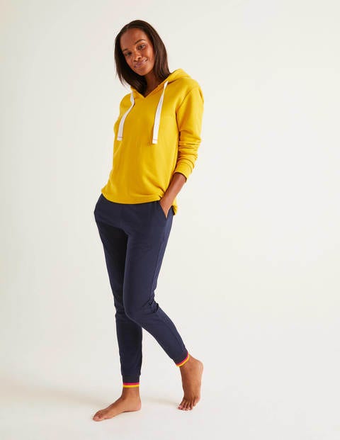 Striped Cuff Jersey Joggers - Navy Striped Cuff Jersey Joggers - Navy